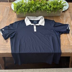 Adidas Men's Dark Blue Polo with White Accents